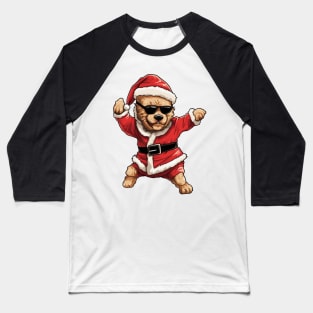Cartoon Christmas Poodle Dog Dancing Baseball T-Shirt